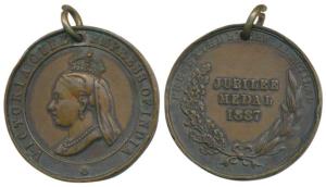 Victoria Queen Empress of India Jubilee Medal 1887, Bronze, presented by Sewlal Motilal ab