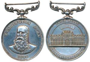 Wellington Gray, Silver Medal, 52.14g, Prize Medal of the Grant Medical College (the renow