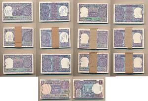 Rupee 1 bundle, 1977 (2), 1978 (2), 1980 (2), 1981, signed Manmohan Singh, R. N. Malhotra 