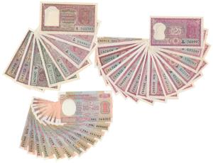 Rupees 2, set of 36 notes with different dates and signatures of all varieties, (R&J 2.1.1