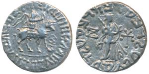 Indo-Scythians, Azes II, Silver Tetradrachm, 9.29g, obv. King mounted on a horse to right,