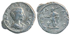 Roman, Julia Mamaea (mother of Severus Alexander), Silver Denarius, 2.94g, obv. diademed a