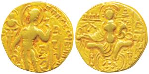 Guptas, Samudragupta (335-380 AD), Gold Dinar, 7.2g, ’Standard’ type, obv. king nimbate st