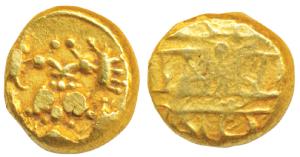 Vijayanagar, Achyuta Deva Raya, Gold Pagoda, 3.42g, obv. Gandabherunda (2-headed mythical 