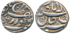 Akbar, Silver Rupee, 11.38g, Allahabad Mint, RY 46, Poetic couplet ’Ba Gharb Wa Sharq’, re