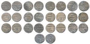 Akbar, Silver Rupee (13), Ahmedabad Mint, Ilahi type, complete set of twelve different mon