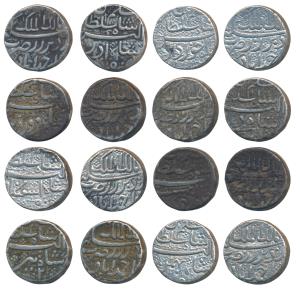 Jahangir as Salim, Silver Rupee (8), Ahmedabad Mint, set of eight different months, ’Malik