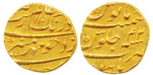 Aurangzeb, Gold Mohur, 11.01g, Burhanpur Mint, AH 1109/42 (KM 315.16). About Extremely Fin