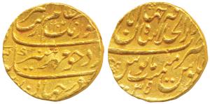 Aurangzeb, Gold Mohur, 10.84g, Dar al-Khilafat Shahjahanabad Mint, AH 1102/35, complete mi