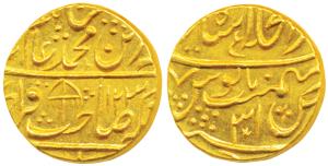 Shah Alam II, Gold Mohur, 10.71g, Dar-ul-Khilafat Shahjahanabad Mint, AH 123X/31, (1788/9 