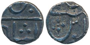 Muhiabad urf Poona Mint, Silver ¼ Rupee, 2.6g, in the name of Shah Ali Gohar (Shah Alam II