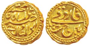 Tipu Sultan, Gold Pagoda, 3.41g, Patan Mint, the denomination Faruqi and mint name with RY