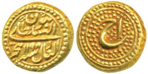 Tipu Sultan, Gold Pagoda, 3.43g, Patan Mint, AM 1198/1, Persian letter ’He’ on rev., no mi