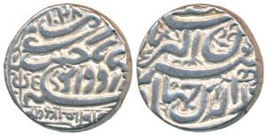 Bharmalji I (VS 1642-1688, 1586-1632 AD), Silver Kori, 4.68g, with the name of the Emperor
