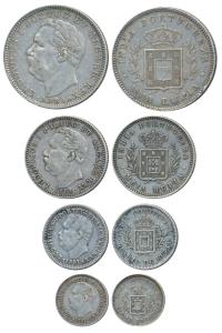 Luis I (Ludwig), set of 4, Silver Rupia, ½, ¼ and 1/8, 1881 (KM 312, 311, 310 & 309). ery 