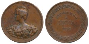 Expedition 1895 Goa, Copper Medal, obv. bust of an aristocratic lady, rev. Expedicao A Ind