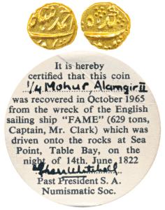 Muhammad Shah, Gold Pagoda, 3.34g, Imtiyazgarh Mint, along with a certificate stating that
