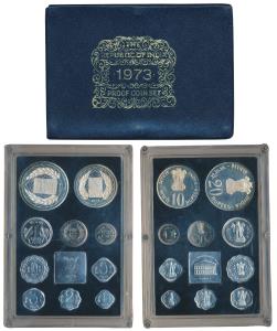 1973 Proof Set, Grow More Food, set of 10, 1 Paisa to Rupees 20. In immaculate condition, 