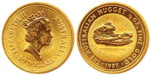 Australia, Elizabeth II, Gold 25 Dollars, ½ ounce, 15.5gm, .999 purity, The Australian Nug