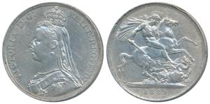 Great Britain, Victoria, Silver Crown, 28.2g, 1889 (KM 765). Slight edge knick otherwise E