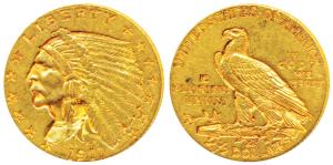 United States of America, Gold 2 ½ Dollar, 4.11g, Indian Head on obv., Denver Mint, 1911 (