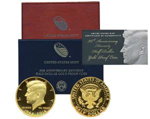 United State of America, Gold Half $ (Dollar), 23.32g, 50th Anniversary of Kennedy, 2014. 