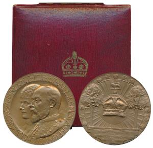 Edward VII Coronation Medal, Copper, 1902, conjoined busts of Edward and Alexandra on obv.
