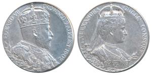 Edward VII Coronation Medal, Silver, 12.8g, bust of the Emperor to right on obv., bust of 