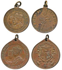 George V Coronation Medal, Copper, obv. conjoined busts of George V and Mary, rev. Finlay 