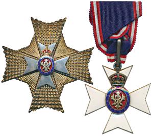 The Royal Victorian Order, (K.C.V.O.), Knight Commander’s set of insignia, Neck Badge, sil