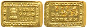 Bombay Mint 10g, Gold Control Scheme redemption Bar, Ashoka Pillar, 995.0 Fine and 10g in 