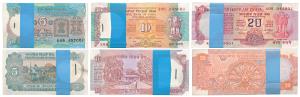 Rupees 5, 10 and 20 bundles, signed C. Rangarajan, inset B, E and C respectively (J&R 6.3.