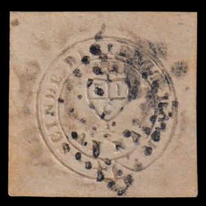 1852 White Scinde Dawk, 1/2a, SG S1, used, cancelled by Diamond of dots, with large margin