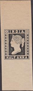 1889 Proof, QV 1/2a, black proof on yellowish wove paper, Spence 92. Rare, fine.