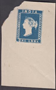 1890 Essay of proposed design with head of Queen Victoria 1a, deep blue, pair, on yellowis