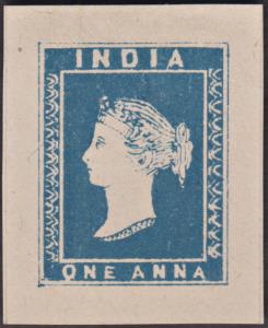 1890 Essay, 1a, blue on yellowish wove paper, Spence 29, hinge mark on back. Scarce, fine.
