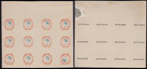 1890 (?) reprint of the 1854-55 4a, blue and red (frame die II) with essay head, lithograp