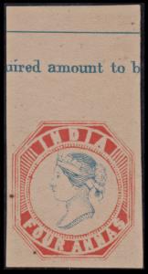 1894 Reprint of 1854, 4a, frame in vermilion and issued head in pale blue, on stout yellow