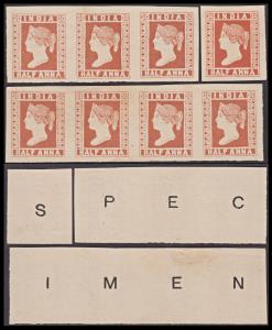 1894 Reprint of 1854, litho, 1/2a, brownish red, with ”S”, ”PEC” & ”IMEN” printed in large