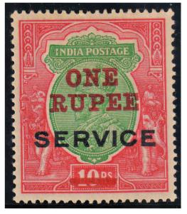 1925 Official Surcharge Essay, KGV, green & scarlet, 1R on 10R, ”ONE / RUPEE” in red, w/o 