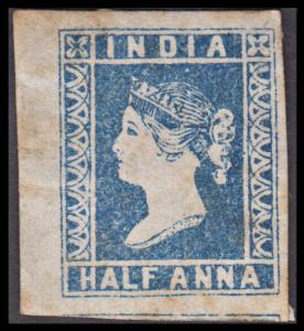 1854 QV 1/2a, blue, die II, SG 6, unused, with close to average margins, gum spots at the 