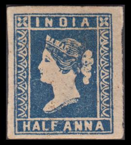 1854 QV 1/2a, indigo, die II, SG 7, unused with clear margins, hinged. Fine.