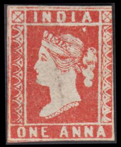1854 QV 1a, deep red, die 1, unused, SG 11, cut into on 3 sides, hinged, few faults otherw