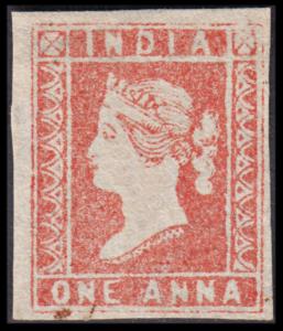 1854 QV 1a, red, die I, SG 12, unused, close cut from 2 sides, rest 2 are average, hinged.
