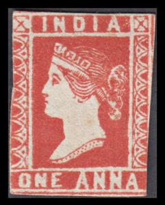 1854 QV 1a, red, die III, unused, SG 15, cut into the design at right and left, into frame