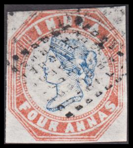 1854 QV 4a, blue and red, 2nd printing, head die II, frame die I, reverse position 1, SG 1