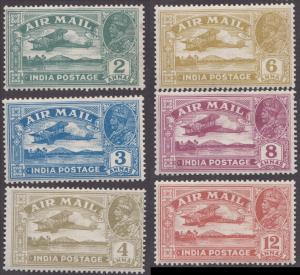 1929 KGV Airmail set of 6, SG 220-205, MLH. Fine.