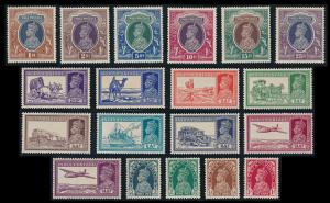 1937 KG VI Transportation set of 18 values, SG 247-64, MLH. Fine.