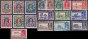 1937-40 KGVI set of 18, SG 247-264, MLH. Fine.
