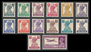 1940 KGVI set of 14 stamps, 3p to 14a, SG 265-77, MLH. Fine.